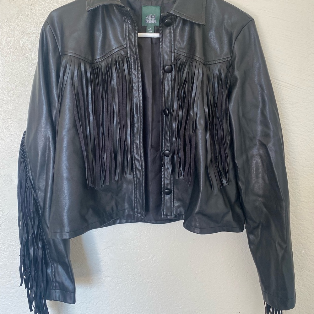 Black Fringe Leather Jacket